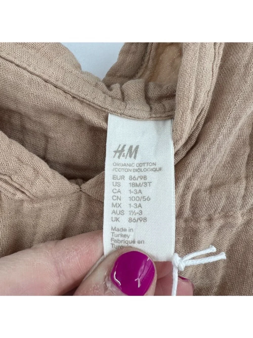 NWOT H&M 100% Cotton Baby Nude Gauze Swim Cover Up 18M-3T